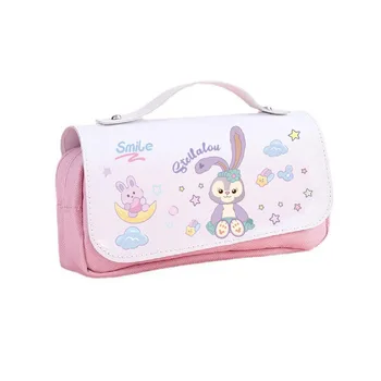 Sanrio Cartoon Star Rabbit Pen Bag Студенческая Двойная Сумка Для Карандашей Милый Мультяшный Периферийный Креативный Пенал В Подарок