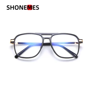 ShoneMes Оправа для очков с двойным мостом с защитой от синего света TR90 Мужские Женские очки большого размера Черепаха для чтения за компьютером