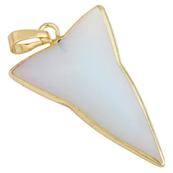 SUNYIK Подвеска в форме дротика с треугольным острием, натуральный камень, Золотистый край, Целебная энергия, женские украшения для ожерелья, РАСПРОДАЖА