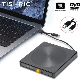 TISHRIC Type C USB 3,0 Внешний CD DVD Привод Для Записи CD/DVD ROM Оптический Проигрыватель Writer Reader Плеер Для Настольных ПК Macbook Ноутбук