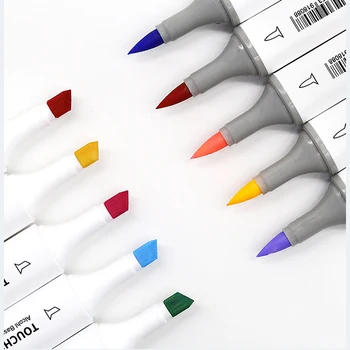 TOUCHNEW White 1 шт. Цветные мягкие кисти-маркеры для эскизов на спиртовой основе с двойным наконечником, маркеры для рисования, художественные маркеры, принадлежности для манги