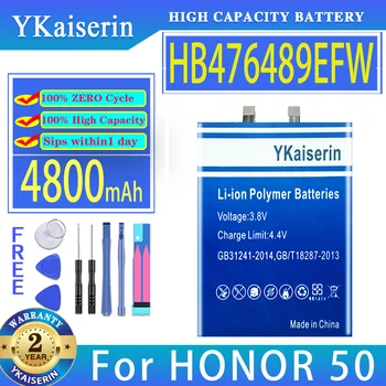 YKaiserin 4800 мАч Сменный аккумулятор HB476489EFW для huawei HONOR 50 Для аккумуляторов мобильных телефонов HONOR50