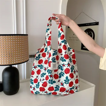 Youda Новый стиль, модная женская сумка через плечо из хлопчатобумажной ткани с цветочным рисунком, простая сумка-переноска, большие повседневные сумки-тоут для покупок