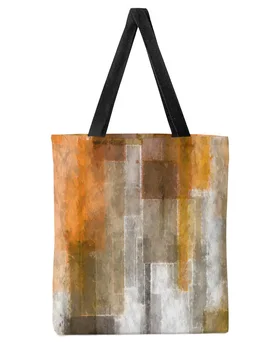 Абстрактная картина маслом Геометрическая Оранжевая Женская сумка-тоут большой емкости для покупок, женские сумки через плечо, студенческие сумки