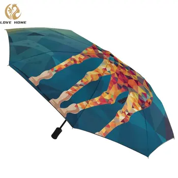 Автоматический зонт Giraffe 3-х кратный, с красочными граффити, переносной зонт от солнца и дождя, зонты на каркасе из углеродного волокна для мужчин и женщин