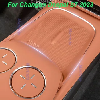 Автомобильная Центральная Беспроводная Зарядная Панель для Changan Deepal S7 2023 Силиконовая Противоскользящая Защитная Накладка Ящик Для Хранения Интерьерных Аксессуаров