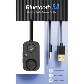 Автомобильный Bluetooth-совместимый приемник 5.0, автоматический BT-передатчик, USB 3,5 мм AUX аудио