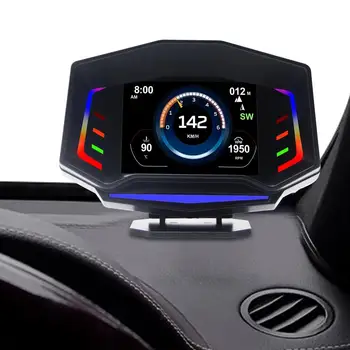 Автомобильный головной дисплей Цифровой GPS-спидометр с двойным режимом OBD2/GPS Универсальный головной дисплей для автомобиля Большой ЖК-дисплей HUD