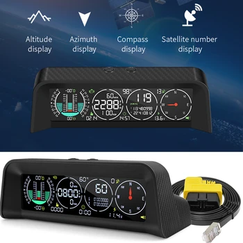 Автомобильный головной дисплей OBD + GPS Спидометр, тахометр, компас, ЖК-дисплей с напряжением, измеритель высоты, интеллектуальный измеритель уклона для бездорожья
