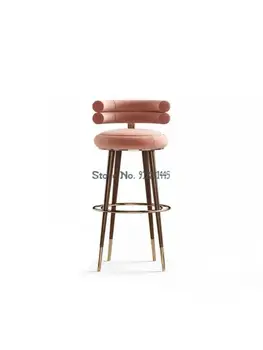 Американский легкий роскошный барный стул из массива дерева, стойка регистрации офиса продаж отеля, барный стул, модный простой бытовой высокий стул, высокий