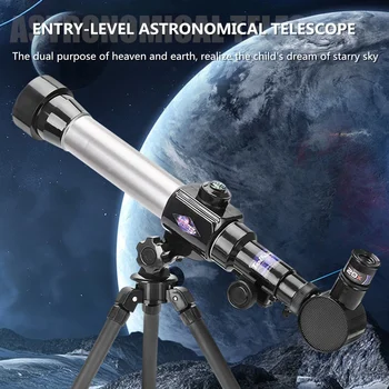 Астрономический телескоп начального уровня для наблюдения за Луной и звездами, детский телескоп с переносным штативом, монокулярный зум