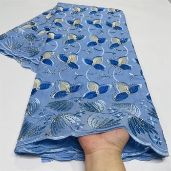 Африканская швейцарская вуалевая кружевная ткань с камнями, 100% хлопок, Нигерийские кружевные ткани, высокое качество, 2023