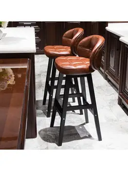 Барный стул современный минималистичный барный стул из массива дерева высокий стул креативный барный стул Nordic home высокий стул