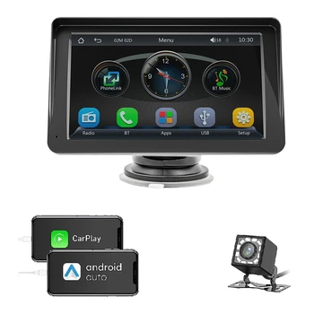 Беспроводная автомагнитола Carplay Android Auto, крепление на приборной панели, мультимедийный плеер, сенсорный экран USB Bluetooth, Универсальный 7-дюймовый с камерой