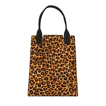 Большая модная сумка для покупок из шкуры животного с леопардовым принтом, с ручками, многоразовая хозяйственная сумка из прочной винтажной хлопчатобумажной ткани