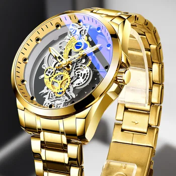 Брендовые мужские часы UTHAI L45, роскошные двухсторонние Полые, с автоматическим турбийоном, Водонепроницаемые модные кварцевые часы для мужчин