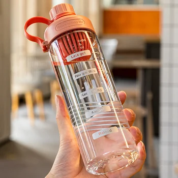 Бутылка для воды большой емкости С разделителем для чая Пластиковый стакан для воды Со Шкалой времени Матовый Спорт На открытом воздухе Чашка для пары из спортзала для девочки