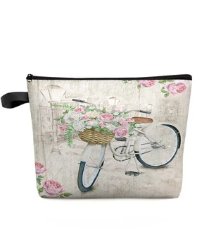 Велосипедные цветы, ретро Женская переносная сумка для хранения, салфетки, косметические сумки, Органайзер, Женская косметичка