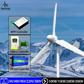 Вертикальный Ветротурбинный Генератор Мощностью 20 кВт 30 кВт Альтернативная Ветряная Мельница Свободной Энергии 48V 96V 220v Гибридный Контроллер для Домашнего Использования