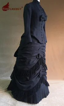 Викторианское платье 1880-х годов, прогулочное платье, юбка в стиле Стимпанк, готическая суета, Женское Викторианское бальное платье, Средневековое платье