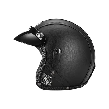Винтажный Кожаный мотоциклетный шлем с открытым лицом Chopper в стиле Ретро Casco Moto Vespa Мотоциклетный шлем Capacete De Moto Masculino в горошек ECE