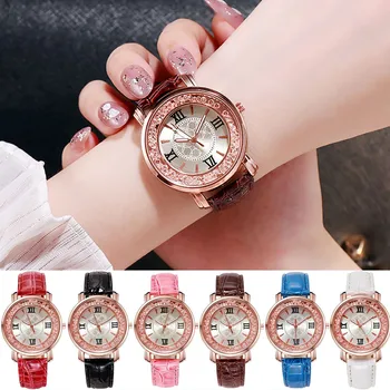 Водонепроницаемые кварцевые часы известного бренда Для женщин, Стильные Роскошные Популярные женские часы, Модные повседневные наручные часы с кожаным ремнем