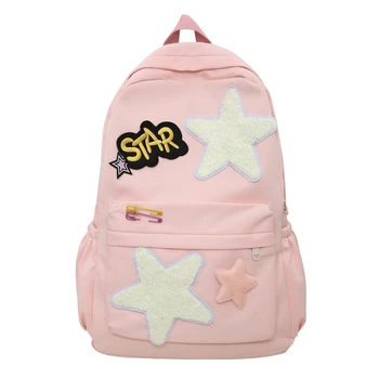 Водонепроницаемый нейлоновый женский рюкзак, новая милая переносная дорожная сумка с пятиконечной звездой для девочки-подростка, опрятный школьный рюкзак, женская сумка для книг