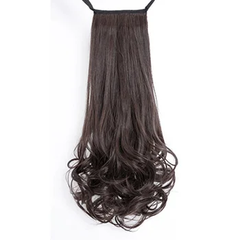 Волнистый Черно-коричневый конский хвост из искусственных волос, Реалистичный Суперлегкий парик с конским хвостом для девочек, женская укладка волос SAL99
