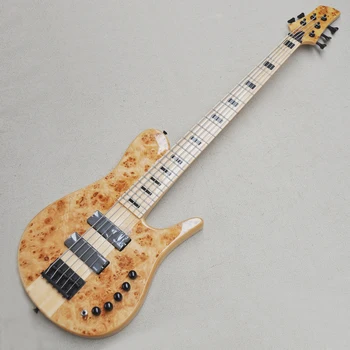 Высококачественный 5-струнный Цельный электрический бас-гитара С облицовкой высоких частот на основе дерева И Оригинальным корпусом ксилофона из ясеня