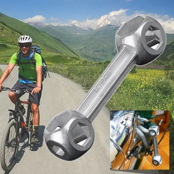 Гаечный ключ для велосипеда, гаечный ключ с 10 шестигранными отверстиями, 1шт 9,5x2,2 см, алюминиевый сплав, многофункциональный, серебристый, 12, 13, 14, Новый
