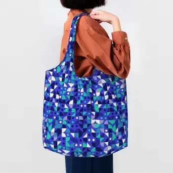 Геометрическая Современная хозяйственная сумка Bauhaus Color Block, женская Холщовая сумка через плечо, Моющаяся Минималистичная Сумка для покупок в продуктовых магазинах