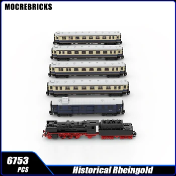 Городской пассажирский поезд с подсветкой, паровоз DB-Baureihe 23 Строительные блоки, Технические железнодорожные поезда, кирпичи, игрушки, подарки для мальчиков