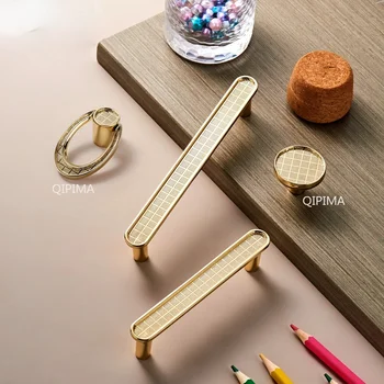 Дверная ручка из цинкового сплава в скандинавском стиле, выдвижной ящик шкафа, кухонные дверные ручки, роскошная современная золотая ручка и ручки Мебельная фурнитура