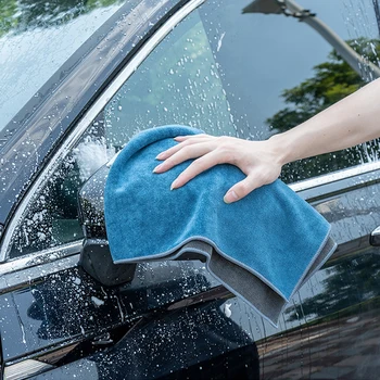 Двустороннее полотенце для мытья автомобиля из микрофибры, мягкая ткань для сушки, хорошо впитывающая воду, плотная тряпка для чистки кузова автомобиля