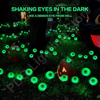 Декор солнечных садовых фонарей Halloween 3D Scary Eyeballs, страшные светодиодные фонари на Хэллоуин, водонепроницаемые фонари на колах для вечеринки, декора сада и двора