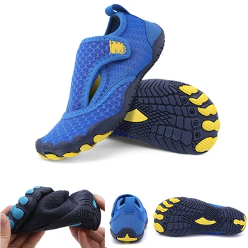 Детская обувь без застежек для плавания по течению, нескользящие болотные кроссовки, дышащие быстросохнущие эластичные шнурки, удобные для подводного плавания на открытом воздухе