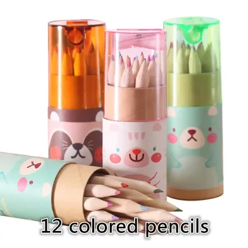 Детские 12 цветных карандашей, Мультяшные цветные карандаши для детей, канцелярские принадлежности для рисования, игрушки для рисования для мальчиков, подарок для девочек