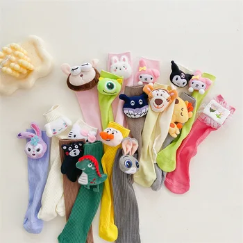 Детские носки В Корейском стиле Ins Kumamon, Носки для маленьких мальчиков и девочек, Длинные Хлопчатобумажные Носки, Детские Носки для кукол Anpanman Kuromi Средней длины