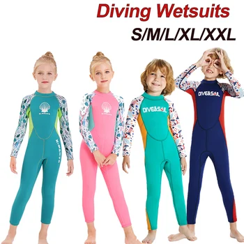 Детский водолазный костюм из 2,5 мм неопрена, одежда для серфинга, цельная пляжная одежда, купальный костюм, защита от ультрафиолета, Водные виды спорта, гидрокостюмы для плавания