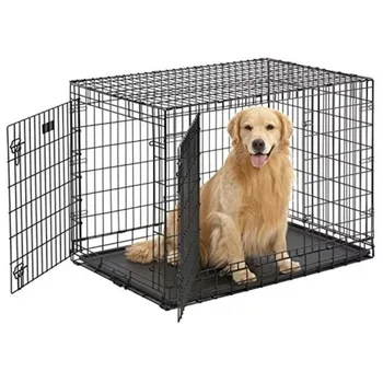 Домики для домашних животных, двухдверный складной металлический ящик для собак 