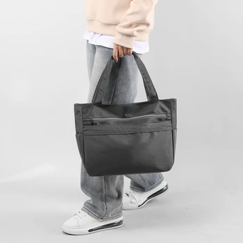 Женская повседневная квадратная сумка большой емкости, модная сумка-хобо, нейлоновая однотонная сумка через плечо, водонепроницаемая для работы, путешествий, школы