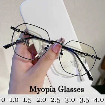 Женские очки для близорукости, блокирующие синий свет, Модные негабаритные компьютерные очки для близорукости, готовые очки без рецепта, без очков