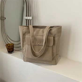 Женские сумки через плечо, холщовая однотонная повседневная сумка-тоут, сумка-мессенджер, сумка через плечо, брендовая дизайнерская простая Женская сумка через плечо
