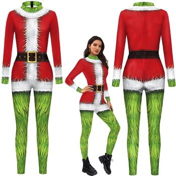 Женский комбинезон для косплея с Зеленым меховым монстром, как украли Рождественскую маскировку для косплея для взрослых девочек, костюм для ролевых игр на Хэллоуин, Карнавал, вечеринку