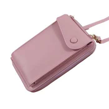 Женский кошелек с карманом для телефона, однотонный кошелек для монет из искусственной кожи, сумка на плечевых ремнях, держатели мобильных карт, сумочка для девочек