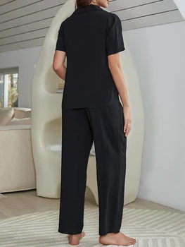 Женский льняной комплект для отдыха, треугольный бюстгальтер, рубашка на пуговицах и прямые длинные брюки - стильный спортивный костюм для отдыха