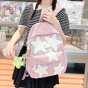 Женский повседневный школьный рюкзак с милой пятиконечной звездой, школьные сумки для подростков, студенток, сумка для ноутбука в корейском стиле