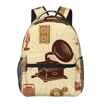 Женский рюкзак Karaoke Винтажная композиция, школьная сумка для мужчин, женская дорожная сумка, повседневный школьный рюкзак