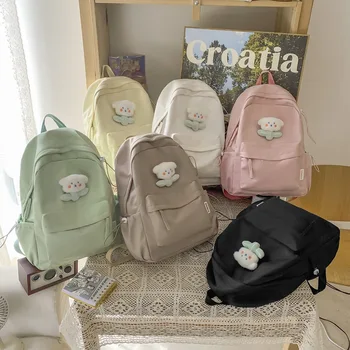 Женский рюкзак, однотонная женская повседневная женская дорожная сумка с несколькими карманами, высококачественный школьный ранец для девочек-подростков, рюкзаки для книг