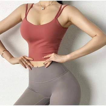 Женский сексуальный спортивный бюстгальтер U-образной формы, дышащий укороченный топ для бега, одежда для фитнеса, бюстгальтер для йоги, спортивный бюстгальтер с подкладкой, ударопрочные топы